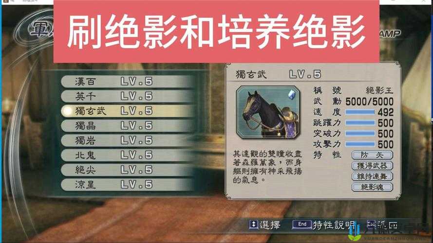 真三国无双 5 马匹系统全方位详细解读与培养攻略技巧大揭秘